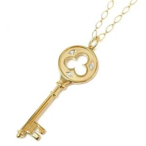 TIFFANY & CO. CLOVER KEY DIAMOND 18K YELLOW GOLD NECKLACE