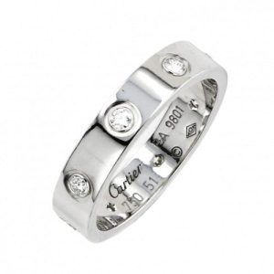 CARTIER MINI LOVE DIAMOND 18K WHITE GOLD RING