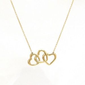 TIFFANY & CO. TRIPLE OPEN HEART 18K YELLOW GOLD PENDANT NECKLACE