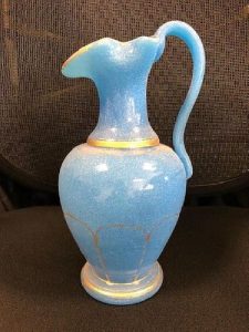 LARGE OPALINE GLASS JUG