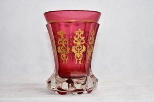 Bohemian cranberry gold beaker